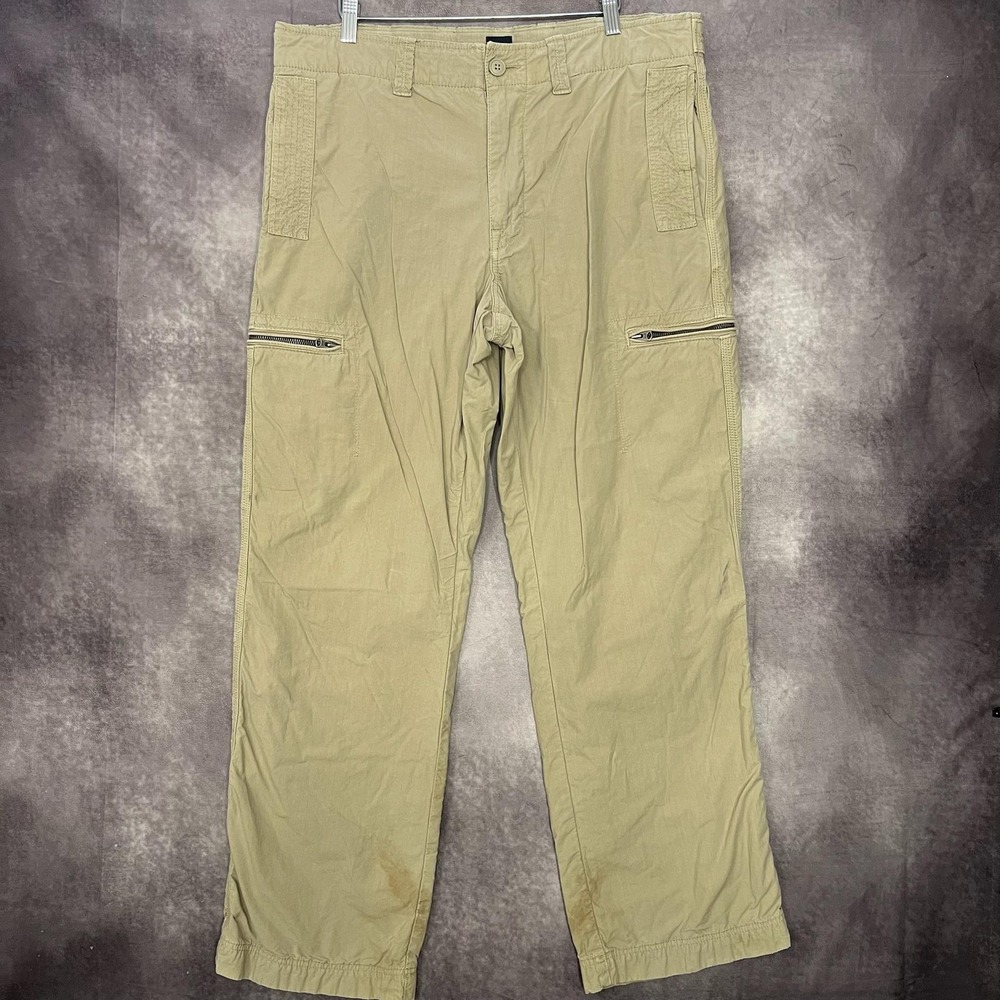 VTG GAP Pants Mens Large‎ Khaki Beige Cargo Zip Pockets Outdoor Utility Cotton